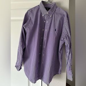 Purple White Stripe Polo Ralph Lauren Button Down 17 34/35 XL